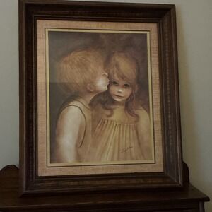 A Little Kiss painting - by Margaret Kane 20 1/2" X 17"framed print